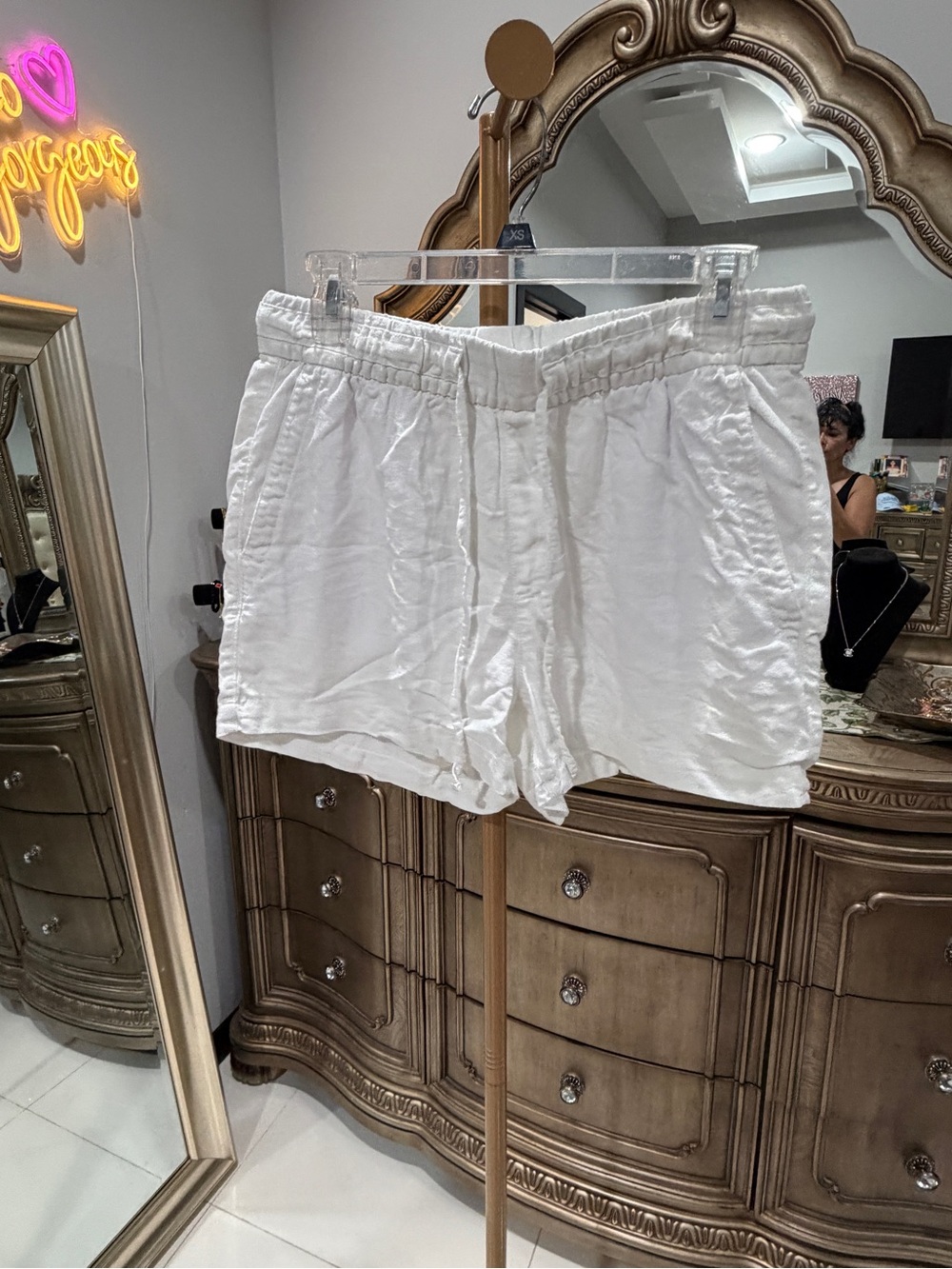 Old Navy White High-Waist Linen-Blend Shorts